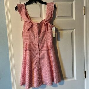 Gianni Bini GB Gingham Plaid Ruffle Mini Dress